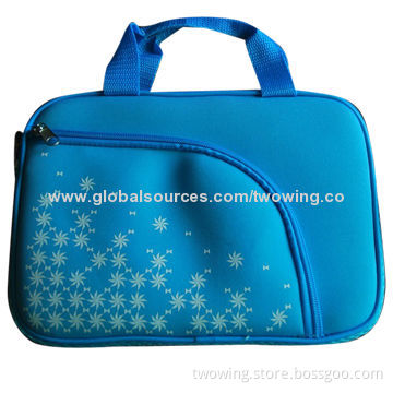 Neoprene laptop bag, suitable for 7 and 10" computer, with PP webbing handle, solid print logo